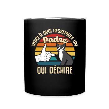 Padre papa cadeau propriétaire chats lunettes cool - Mug uni - noir - Devant