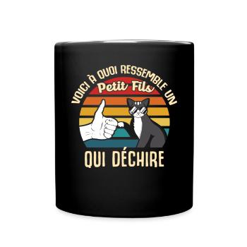 petit fils cadeau propriétaire chats lunettes cool - Mug uni - noir - Devant
