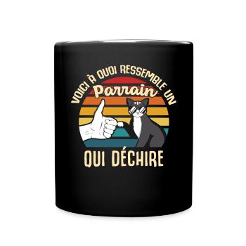parrain cadeau propriétaire chats lunettes cool - Mug uni - noir - Devant