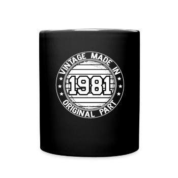 Vintage Made In 1981 Original Part Birthday 1981 - Full Colour Mug - black - Front