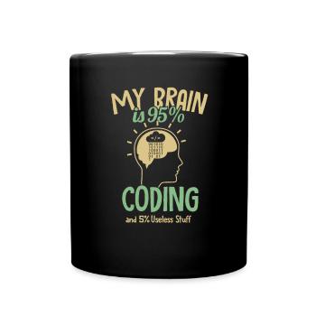 My Brain is 95% Coding Full Stack Coder Software - Full Colour Mug - black - Front