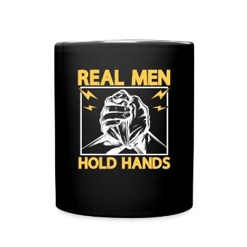 Men Hold Hands Arm Press - Bras de fer - Mug uni - noir - Devant