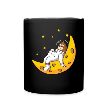 Faultier schlafend im Weltraum Astronaut Faulenzer - Tasse einfarbig - Schwarz - Vorne