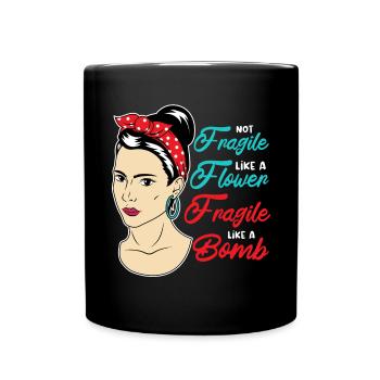 Not fragile like a flower / feminist - Full Colour Mug - black - Front