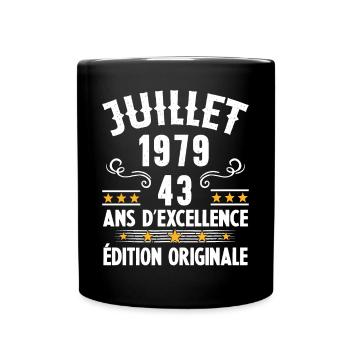 43 Ans Anniversaire Vintage Né(e) en Juillet 1979 - Mug uni - noir - Devant