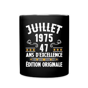 47 Ans Anniversaire Vintage Né(e) en Juillet 1975 - Mug uni - noir - Devant