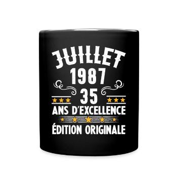 35 Ans Anniversaire Vintage Né(e) en Juillet 1987 - Mug uni - noir - Devant