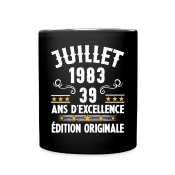39 Ans Anniversaire Vintage Né(e) en Juillet 1983 - Mug uni - noir - Devant