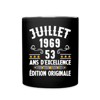 53 Ans Anniversaire Vintage Né(e) en Juillet 1969 - Mug uni - noir - Devant