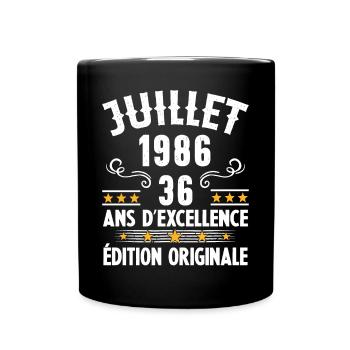 36 Ans Anniversaire Vintage Né(e) en Juillet 1986 - Mug uni - noir - Devant