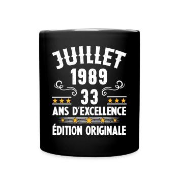 33 Ans Anniversaire Vintage Né(e) en Juillet 1989 - Mug uni - noir - Devant