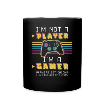 Kein Player sondern ein Gamer Nerd Vintage Trendy - Tasse einfarbig - Schwarz - Vorne