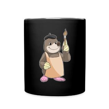 Mole Painter Brush Painting - Full Colour Mug - black - Front