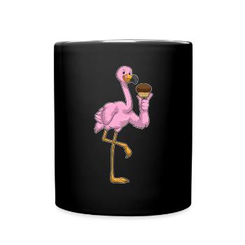 Muffin aux flamants roses - Mug uni - noir - Devant