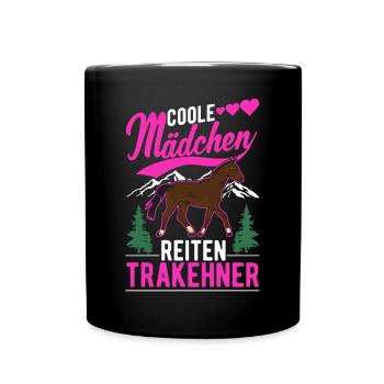 Coole Mädchen reiten Trakehner - Tasse einfarbig - Schwarz - Vorne