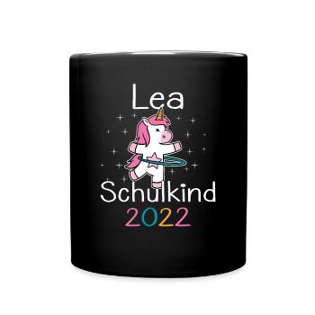 Einschulung 2022 Lea Einhorn Erstklässler 2022 - Tasse einfarbig - Schwarz - Vorne