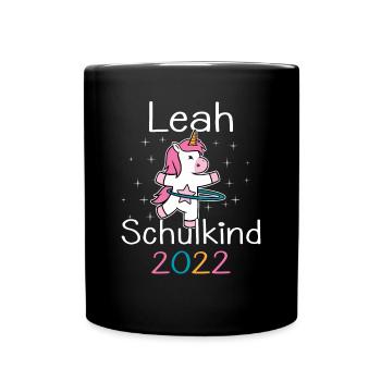Einschulung 2022 Leah Einhorn Erstklässler 2022 - Tasse einfarbig - Schwarz - Vorne