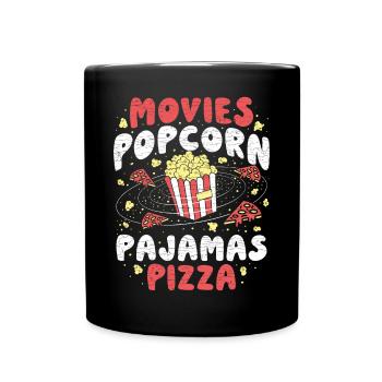 Movies Popcorn Geschenk - Tasse einfarbig - Schwarz - Vorne