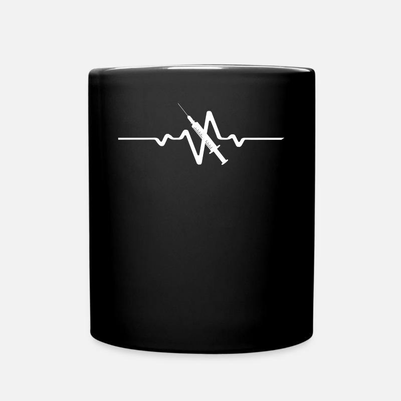 Ligne ECG avec seringue blanche - Mug uni - noir