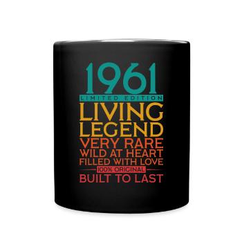 61ème anniversaire Cadeau Légende vivante 1961 - Mug uni - noir - Devant