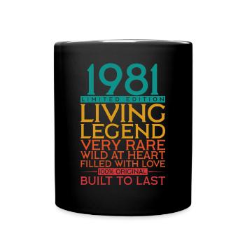 41ème anniversaire Cadeau Légende vivante 1981 - Mug uni - noir - Devant