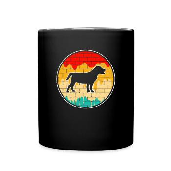 Hund Retro - Tasse einfarbig - Schwarz - Vorne