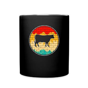Cow Beef Retro - Full Colour Mug - black - Front