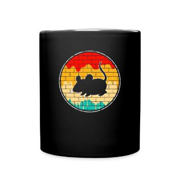 Maus Retro - Tasse einfarbig - Schwarz - Vorne