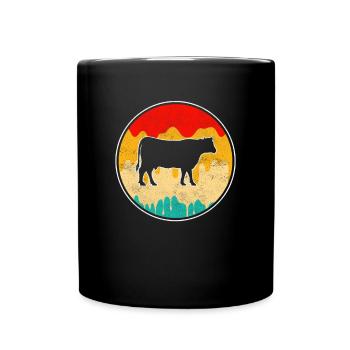 Cow Beef Retro - Full Colour Mug - black - Front