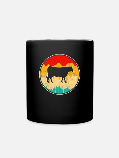 Kuh Rind Retro - Tasse einfarbig - Schwarz
