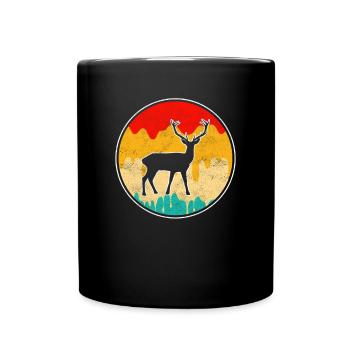 Cerf Rétro - Mug uni - noir - Devant