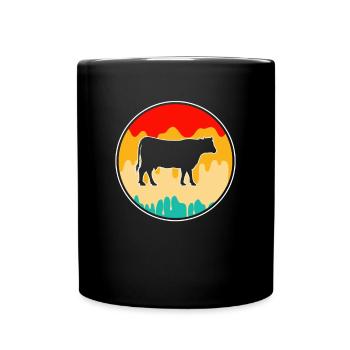 Cow Beef Retro - Full Colour Mug - black - Front