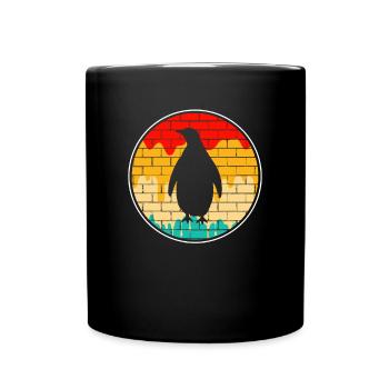 Retro Pinguin - Tasse einfarbig - Schwarz - Vorne