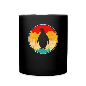 Retro Pinguin - Tasse einfarbig - Schwarz - Vorne
