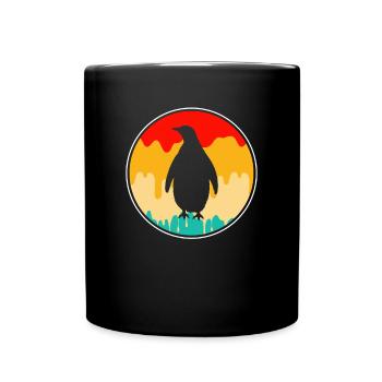 Pinguin Retro - Tasse einfarbig - Schwarz - Vorne