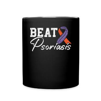 Schlagen Sie Psoriasis Hautkrankheit Psoriasis Bewusstsein - Tasse einfarbig - Schwarz - Vorne