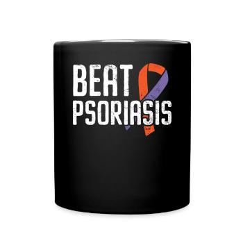 Schlagen Sie Psoriasis Hautkrankheit Psoriasis Bewusstsein - Tasse einfarbig - Schwarz - Vorne