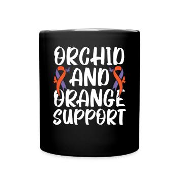 Orchidee und Orange unterstützen Hautkrankheit Psoriasis - Tasse einfarbig - Schwarz - Vorne