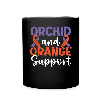 Orchidee und Orange unterstützen Hautkrankheit Psoriasis - Tasse einfarbig - Schwarz - Vorne