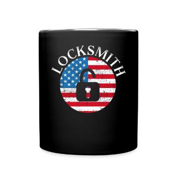 USA Flagge Schlosserei Schlossauswahl Schließerei - Tasse einfarbig - Schwarz - Vorne