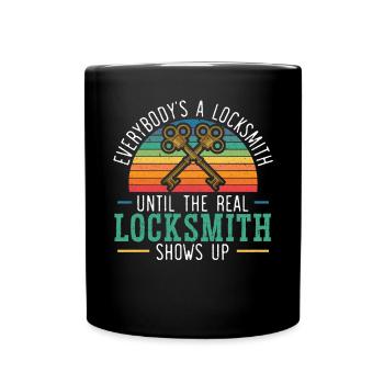 Jeder ist ein Schließer Schlosserei Schloss Picking - Tasse einfarbig - Schwarz - Vorne
