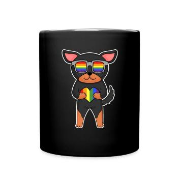 LGBT Dog Lancashire Heeler Rainbow - Full Colour Mug - black - Front