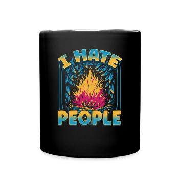 I hate people camping colorful tents campfire - Full Colour Mug - black - Front