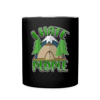 I hate people camping colorful tents campfire - Full Colour Mug - black - Front