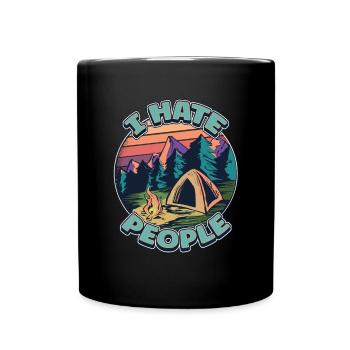 I hate people camping colorful tents campfire - Full Colour Mug - black - Front
