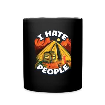 I hate people camping colorful tents campfire - Full Colour Mug - black - Front