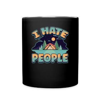 I hate people camping colorful tents campfire - Full Colour Mug - black - Front