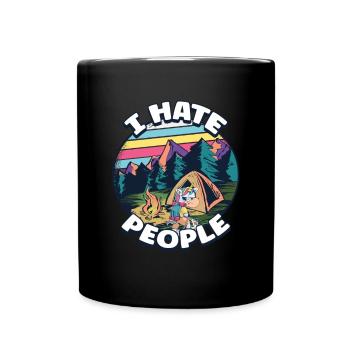 I hate people camping colorful tents campfire - Full Colour Mug - black - Front