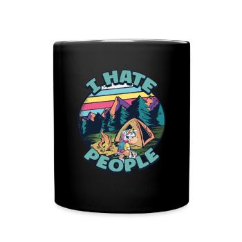I hate people camping colorful tents campfire - Full Colour Mug - black - Front
