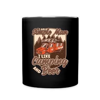 Ich Bin Ein Einfacher Mann Ich Mag Camping Bier - Tasse einfarbig - Schwarz - Vorne